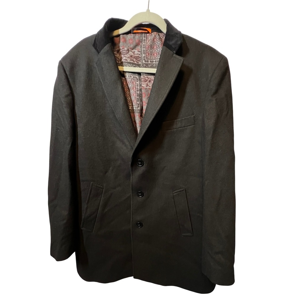 Tallia Mens Black Wool‎ Blend Blazer Sport Coat Jacket Size L
